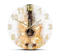 WBDWWTD Orologio da Parete Watercolor Acoustic Guital Wall Clock Art Musical Print Wapping Wall Watch Classic Guitar Music Room DéCor Guitarrist Gift