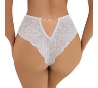 WBDWWTD Perizoma sexy in pizzo floreale velato Mutandine sfacciate da donna Indietro Scava fuori la biancheria intima Anello a cuore collegato Slip bikini a vita bassa Morbidi mutandine francesi Tanga