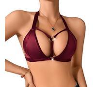 WBDWWTD Reggiseno a Triangolo da Donna con Reggiseno ad Anello Bralette Cava Push Up Wetlook Lingerie Bralette Senza Fili con Scollo a V Intimo Trasparente Liscio Confortevole Babydoll Regolabile