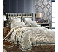 WBDWWTD Set Biancheria da Letto King Size Grigio Lusso, Set copripiumini matrimoniali 100% Cotone, Set Biancheria da Letto Copripiumini matrimoniali Set Copripiumino Lenzuolo Piatto in Cotone di Seta