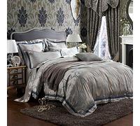 WBDWWTD Set Biancheria da Letto King Size Grigio Lusso, Set copripiumini matrimoniali 100% Cotone, Set Biancheria da Letto Copripiumini matrimoniali Set Copripiumino Lenzuolo Piatto in Cotone di Seta