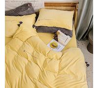 WBDWWTD Set Biancheria da Letto Letto Matrimoniale Giallo, Set Copripiumino Invernale, Set Biancheria da Letto in Morbido Tessuto Caldo e Spesso in Flanella Set Copripiumino, Include Copripiumino 220