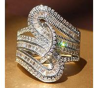 WBDWWTD Set di FEDI Nuziali per Donne, in Argento Sterling 925 da 5,0 ct, Bianco Rotondo, AAA, Anelli Twist, Anelli con zirconi cubici, Diamanti Simulati, FEDI per l'eternità, Fidanzamento,