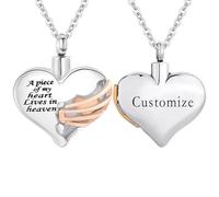 WBDWWTD TQHGHX Ciondolo per Collana con urna per cremazione a Cuore per Ceneri umane, ricordi commemorativi, Gioielli per cremazione, Gioielli commemorativi per la Persona Amata, Un Pezzo del Mio