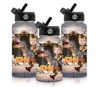 WBgjsnklbnl Borraccia personalizzata 3D con foto 3D in acciaio inox, con coperchio in paglia, con nome, per bambini, donne, uomini, adulti, scuola, ciclismo, palestra, sport, 350 ml, 907 ml, 1134 ml