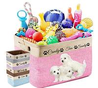 WBgjsnklbnl Cestini per giocattoli per cani personalizzati con immagine del nome, contenitore rettangolare pieghevole per giocattoli per cani