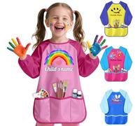 WBgjsnklbnl Grembiule artistico personalizzato con nome Personalizzato Pittura impermeabile Grembiule da forno a maniche lunghe Regali di Natale, Rosa, Taglia unica