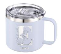 WBgjsnklbnl Tazza da caffè personalizzata in acciaio inossidabile, tazza da viaggio isolata con manico scorrevole, tazza incisa per Natale, compleanno, San Valentino, regali per uomini, donne