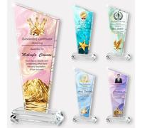 WBgjsnklbnl Trofeo in acrilico personalizzato personalizzato con foto con logo, stampa UV a colori, trofei acrilici per eventi accademici sportivi aziendali, pensionamento, regali di