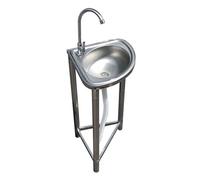WBJGUOD Lavello da Cucina Triangolare in Acciaio Inossidabile con Rubinetto Girevole, Montaggio a Pavimento ad Angolo Singolo, Facile da Pulire, Design Silenzioso per Acqua Calda e Fredda