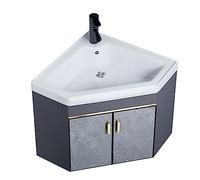 WBJGUOD Mobiletto per lavabo angolare Piccolo per Bagno - unità a Parete con scolapiatti, Rubinetto per Acqua Calda e Fredda, Perfetto per spazi compatti