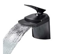 WBJGUOD Rubinetto Miscelatore per lavabo da appoggio con beccuccio a Cascata Dorata, Montaggio su Piano, in Ottone Dorato, per Acqua Calda e Fredda, per Bagno, mobiletto Cromato (Orb)
