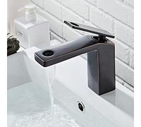 WBJGUOD Rubinetto per lavabo da Bagno, Miscelatore Acqua Calda e Fredda, Rubinetto monoforo, mobiletto in Ottone Cromato.