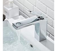 WBJGUOD Rubinetto per lavabo da Bagno, Miscelatore Acqua Calda e Fredda, Rubinetto monoforo, mobiletto in Ottone Cromato.