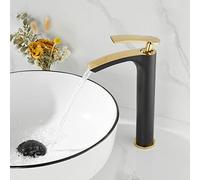 WBJGUOD Rubinetto per Vasca da Bagno in Ottone Nero, Oro, Rame, Acqua Calda e Fredda, lavabo, mobiletto per lavabo, Rubinetto Alto per lavabo.