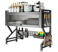 WBJGUOD Scolapiatti con Cestino Appeso, scolapiatti a 2 Ripiani sopra Il lavello per Utensili e Posate, Organizer da Cucina salvaspazio