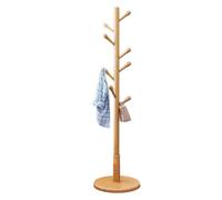 WBLING Appendiabiti da Terra in Legno massello con portaombrelli e ripiano per Cappelli, 8 Ganci, Ideale per Camera da Letto, Ingresso, corridoio e Ufficio, Altezza 68 Pollici, Facile da Montare.