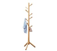 WBLING Appendiabiti da Terra in Legno massello con portaombrelli e ripiano per Cappelli, 8 Ganci, Ideale per Camera da Letto, Ingresso, corridoio e Ufficio, Altezza 68 Pollici, Facile da Montare.
