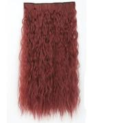 WBLSPA Acconciature Sintetiche Ondulate Lunghe 5 Clip nelle Estensioni dei Capelli Parrucchino Marrone Resistente al Calore One Piece 5 Clip per Capelli per donne-Q55-BURG-32 pollici-80 cm-Cina