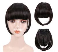WBLSPA Estensioni dei Capelli con Frangia Sintetica Clip in Frangia Parrucchino Corto Dritto da 6 Pollici Frangetta Frontale ordinata su Due lati-2-6 Pollici-CN