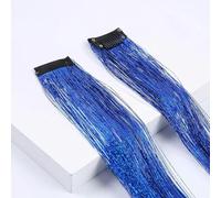 WBLSPA Parrucca Sintetica ad Alta Temperatura con Clip Sintetica per Capelli Lunghi da 18 Pollici, Parrucca di Estensione dei Capelli, Parrucca Colorata Rosa blu-DJ-8-18 Pollici-CN