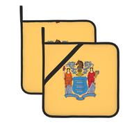 WBQLSL 2 presine termoisolanti, quadrate, 20,3 x 20,3 cm, per cottura al forno, cottura e grigliata, motivo bandiera del New Jersey