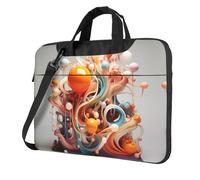 WBQLSL 3D vortici colorati e palle stampa borsa a tracolla per computer portatile e valigetta, facile da trasportare per viaggi di lavoro e lavoro, Nero , 14 inch