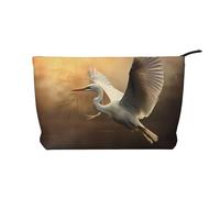 WBQLSL An egret takes flight Borsa cosmetica stampata in velluto a coste, borsa da viaggio essenziale per cosmetici