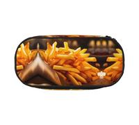 WBQLSL Astuccio con stampa a pila di patatine fritte - Astuccio multistrato, adatto per riporre articoli di cancelleria da ufficio, Nero , Taglia unica, Beauty Case