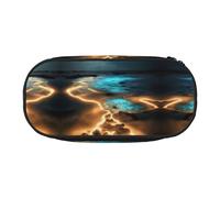 WBQLSL Astuccio con stampa "View Under The Moon", astuccio multistrato, adatto per riporre articoli di cancelleria da ufficio, Nero , Taglia unica, Beauty Case