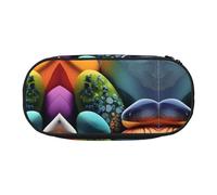 WBQLSL Astuccio per cancelleria con stampa di pietre colorate, a più scomparti, astuccio portatile per studenti