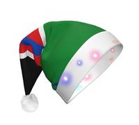 WBQLSL Bandiera del Sud Sudan Cappello di Babbo Natale decorativo con luci a LED, perfetto per feste in costume e spettacoli teatrali.