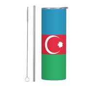 WBQLSL Bandiera dell'Azerbaigian Comoda tazza bevanda, sport all'aria aperta ciclismo ufficio 20oz acciaio inox ecologico tazza di paglia