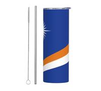 WBQLSL Bandiera delle Isole Marshall Comoda tazza bevanda, sport all'aria aperta ciclismo ufficio 20oz in acciaio inox ecologico tazza di paglia