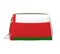 WBQLSL Bandiera dell'Oman borsa di trucco del cuoio, borsa portatile di grande capacità di immagazzinaggio del trucco, viaggio a mano con la borsa di trucco della tasca