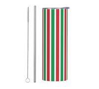 WBQLSL bandiera italia tazza bevanda conveniente, sport all'aria aperta ciclismo ufficio 20oz acciaio inox ecologico tazza di paglia