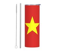 WBQLSL Bandiera vietnamita Tazza comoda della bevanda, sport all'aria aperta ciclismo ufficio 20oz tazza di paglia ecologica dell'acciaio inossidabile