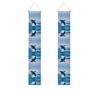 WBQLSL Banner decorativo con delfini che saltano in su, adatto per interni o esterni, decorazione per feste