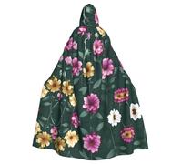 WBQLSL Bellissimi fiori viola stampati mantello vestaglia - mantello in maschera con cappuccio