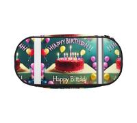 WBQLSL Bellissimo astuccio con stampa "Happy Birthday", astuccio multistrato, adatto per riporre articoli di cancelleria da ufficio, Nero , Taglia unica, Beauty Case