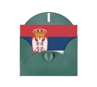 WBQLSL Biglietti di auguri con bandiera della Serbia, colore verde scuro, perfetti per compleanni, matrimoni e biglietti di Natale