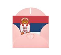 WBQLSL Biglietti di auguri rosa con bandiera della Serbia, perfetti per compleanni, matrimoni e biglietti di Natale