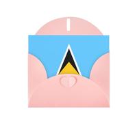 WBQLSL Biglietti di auguri rosa con bandiera di Santa Lucia, perfetti per compleanni, matrimoni e biglietti di Natale