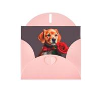 WBQLSL Biglietti di auguri rosa con cane simile a un gentiluomo, perfetti per compleanni, matrimoni e biglietti di Natale