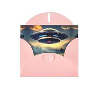 WBQLSL Biglietti di auguri rosa UFO Landing - perfetti per compleanni, matrimoni e biglietti di Natale