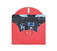 WBQLSL Biglietto natalizio rosso "Cabin of the Future", perfetto per compleanni, matrimoni e biglietti di Natale