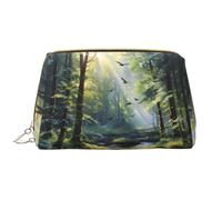 WBQLSL Birds of the Forest - Borsa per il trucco in pelle, portatile, di grande capacità, da viaggio, con tasca per il trucco