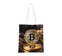 WBQLSL bitcoin Shopping Bag, Borsa a mano unisex in tela leggera, adatta per shopping, promozione di eventi, viaggi, lavoro, borsa riutilizzabile