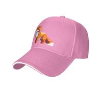 WBQLSL Block Fox - Cappello da baseball con visiera curva, unisex, ideale per escursioni e sport all'aria aperta, rosa, L