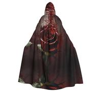 WBQLSL Blood Rose Halloween mantello in maschera con cappuccio mantello rave party costume (lunghezza 147 cm/altezza cappuccio 38 cm)